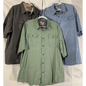 Wrangler Relaxed Fit Shirt Lot Mens 2XL Short Sleeve Casual Bundle